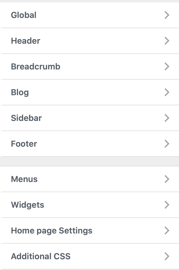 WordPress theme customiser settings